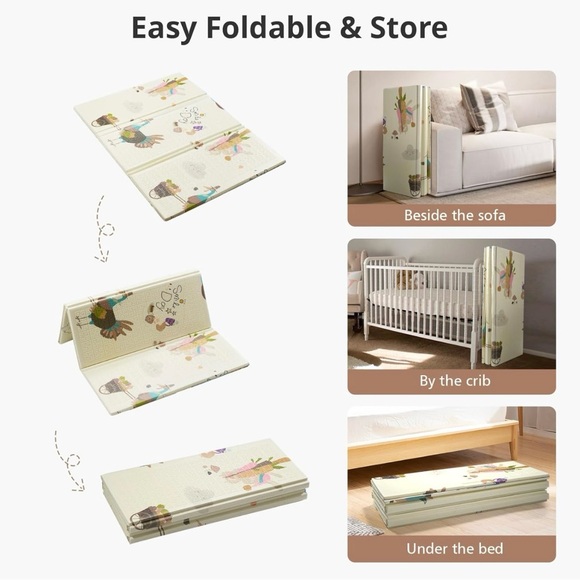 Baby Play Mat, 59" X59 " Extra Large Foldable Baby Mat for Playtime & Tummy Time - Picture 4 of 9